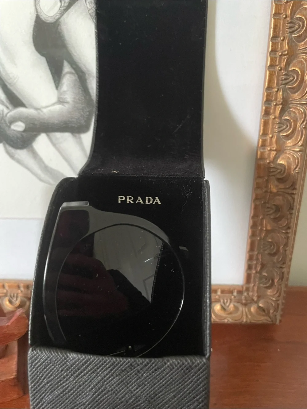 Prada Oversize Round Black Cat Eye Sunglasses (Authentic)